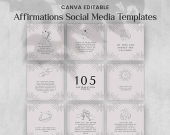 Canva Editable 105 Positive Affirmation Posts Social Media Post Vorlagen, Social Media Vorlagen, Post Template Bundles