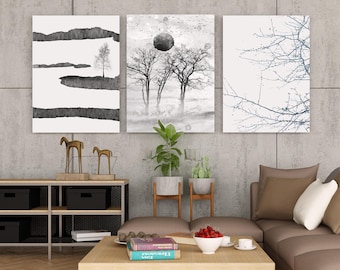 B&W Abstract Wall Art, Living Room Decor, Abstract Wall Art, Farmhouse Decor, Housewarming Gift, Wall Art