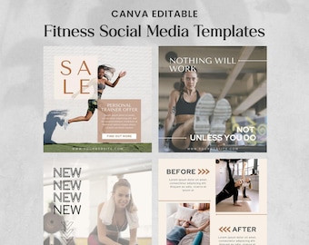 Canva Editable 50 Fitness inspirierte Social Media Post Vorlagen, Social Media Vorlagen, Post Template Bundles