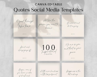 Canva Editable 100 Inspirierende Zitate Social Media Post Vorlagen, Social Media Vorlagen, Post Template Bundles