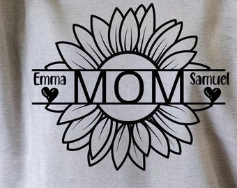 Mom Sunflower Sweatshirts, Custom Shirt for Mom with Kids Name, Mother's Day Gifts