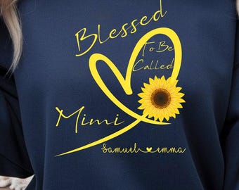 Mimi Sweatshirt Sunflower Custom Kids Name, Grandma Sweatshirts, Mother's Day Christmas Gifts