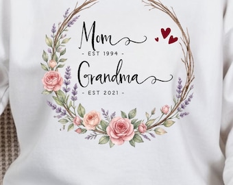 Custom Mom Grandma Sweatshirt, Personalized Mother's Day Gifts