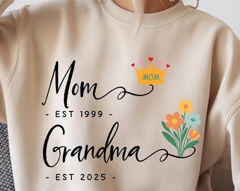 Promoted to Grandma Sweatshirt New Grandma Established 2026 Shirt Valentine Mother's Day Gifts