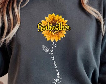 Godmother Sunflower Shirt, Personalized Mom Mama Sweatshirt, Mother's Day Gift