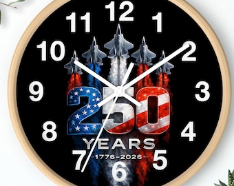 American 250th Anniversary Jet Fighter Wall Clock | Patriotic USA Independence Decor