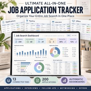 Strumento di monitoraggio delle candidature, dashboard Excel automatizzata, download digitale.