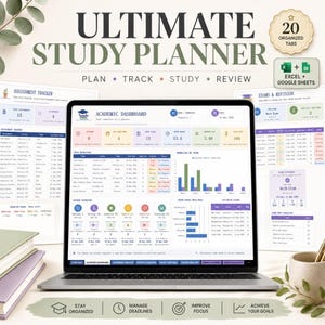 Student Planner Spreadsheet, Assignment Tracker, GPA Calculator (Digital Download)