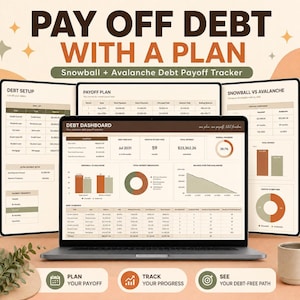 Interactive Debt Payoff Tracker, Snowball vs Avalanche Calculator (Digital Download)