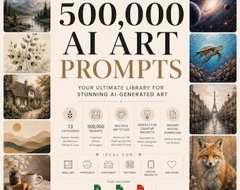 Ai Art Prompt Bundle, 500k Prompt Collection, Digital Download