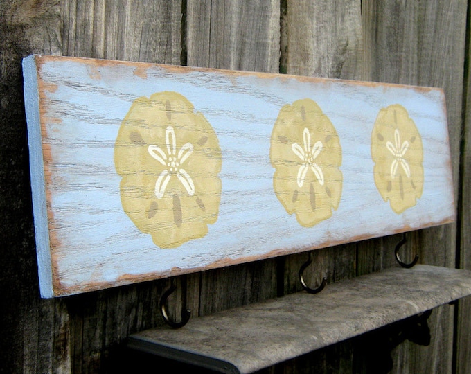 Sand Dollar Sign, Beach, Shell, Sand Dollar, Painted Wood, Hooks, Light ...
