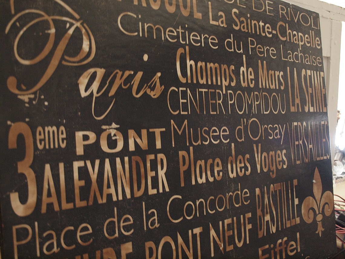 Paris Custom Sign 30x36 FREE SHIPPING Wall Decor Etsy