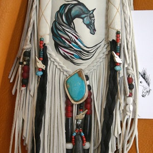 Spirit Black Horse Painted Deerskin Leather Amulet Totem Medicine Bag Jill Claire image 1