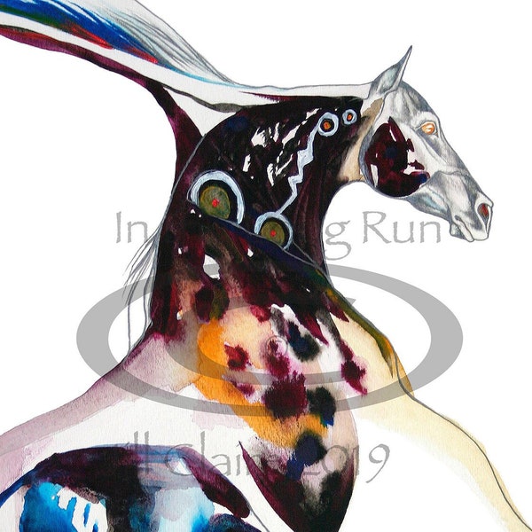 Native American Indian War Horse Art Painting Print ~ Jill Claire