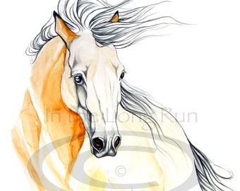 Golden Buckskin Horse Art Painting Print "Gold Thunder" ~ Jill Claire Original