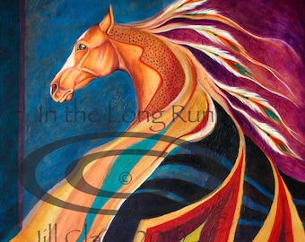 Native Blanketed War Horse Art Painting Print "She Dog" ~ Jill Claire Original