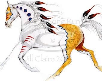 Native American Ghost Eagle War Horse Painting Print Art ~  Jill Claire
