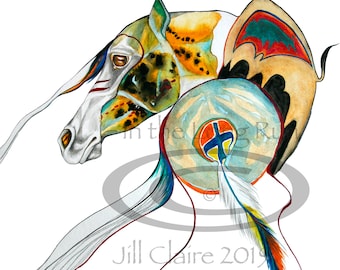 Native Buffalo War Horse Art Painting Print ~ Jill Claire Original