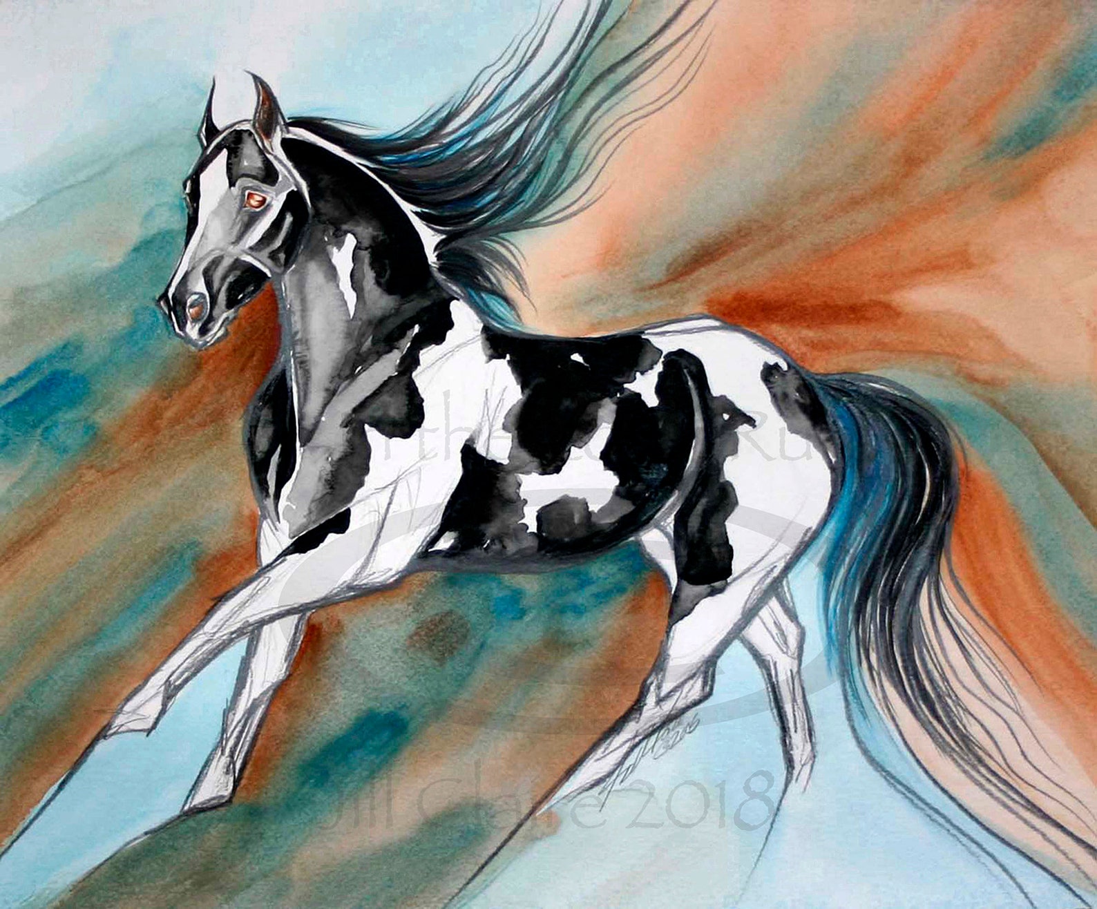 Paint Pinto Horse Art Painting Print Jill Claire Original Etsy