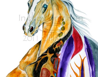 Native Elk Hunter Horse Art Painting Print Jill Claire Original