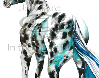 Turquoise Leopard Appaloosa Horse Art Painting Print ~ Jill Claire Original