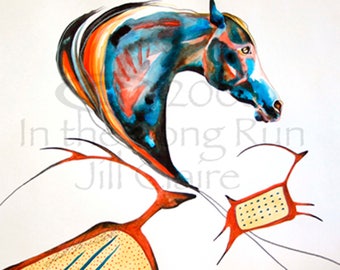 Native Horse Deer Elk Antelope Art Painting Print ~ Jill Claire