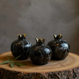 Handpainted Black Ceramic Pomegranate Plant Holder Set of 3 | Handpainted Unique Pomegranate Vase Ceramic Vase Set Home Decor