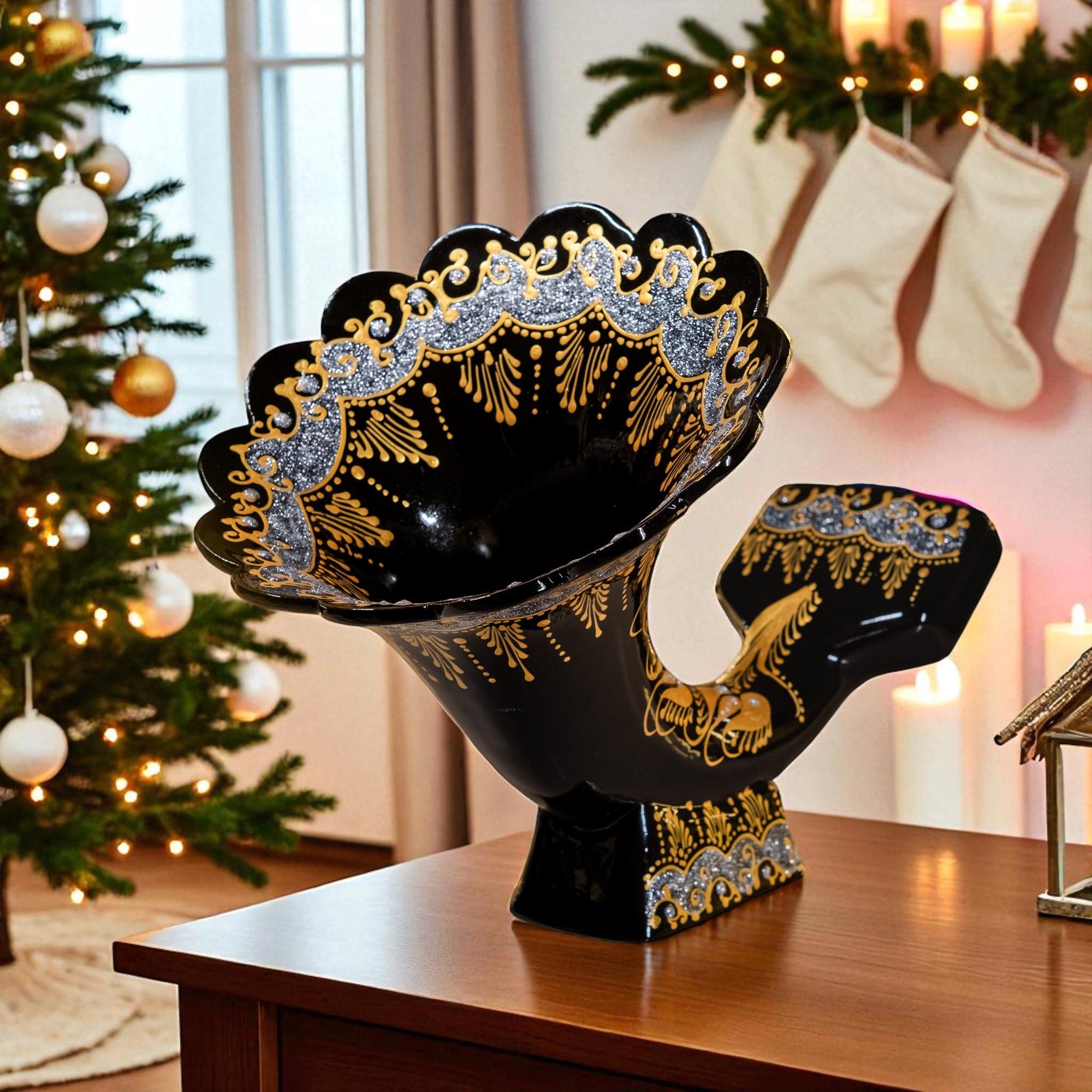 Hand Painted Ceramic Gramophone Speaker: Acoustic Phone Amplifier