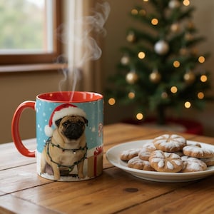 Keramik Kaffeetasse Festlicher Hund Themed Pawlidays Haustier Liebhaber Geschenktasse, Weihnachten Winter Getränke, Urlaub Dekor, Hundemama, 11,15 Unzen