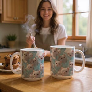 Personalized Cat Ceramic Mug: Custom Kitty Design, Cat Lover Gift