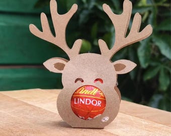 Kraft Paper Reindeer: Lindt Chocolate Holder, Christmas Decoration