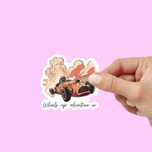 Adesivo de bagagem de carro de corrida vintage | Adesivo de mala vintage, garrafas de água e muito mais | Acessórios adoráveis para entusiastas de viagens kawaii