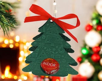 Lindt Chocolate Holder Christmas Green Tree Table Decoration Teacher Gift Favour