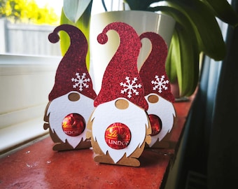Portavelas de gnomo navideño Lindt Lindor: regalo de chocolate festivo hecho a mano