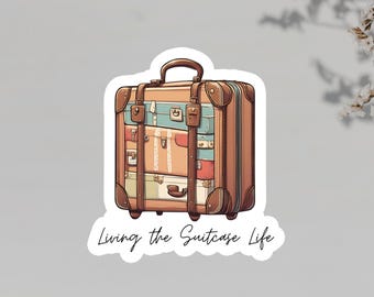 Kawaii Travel Sticker: Vintage Suitcase, Waterproof Vinyl