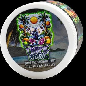 Tropic Magic Beard Butter 2oz - Natural Blend of Orange Lime Grapefruit Cherry Beard Butter, Natural Mens Beard Butter, Beard Growth Butters