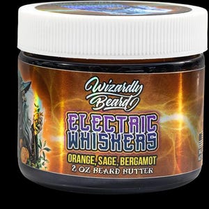Electric Whiskers Beard Butter 2oz - Natural Blend of Orange Bergamot sage Beard Butter, Beard Growth Beard balm, Beard Grooming Mens Gift