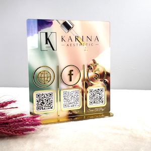 Custom QR Code Social Media Sign | Customizable Background Display | Payment - Contact - Social Media Sign