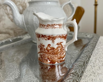 Piccola lattiera vintage Royal Crown Derby Red Aves in porcellana Bone China, Inghilterra, antica, con motivo fagiano