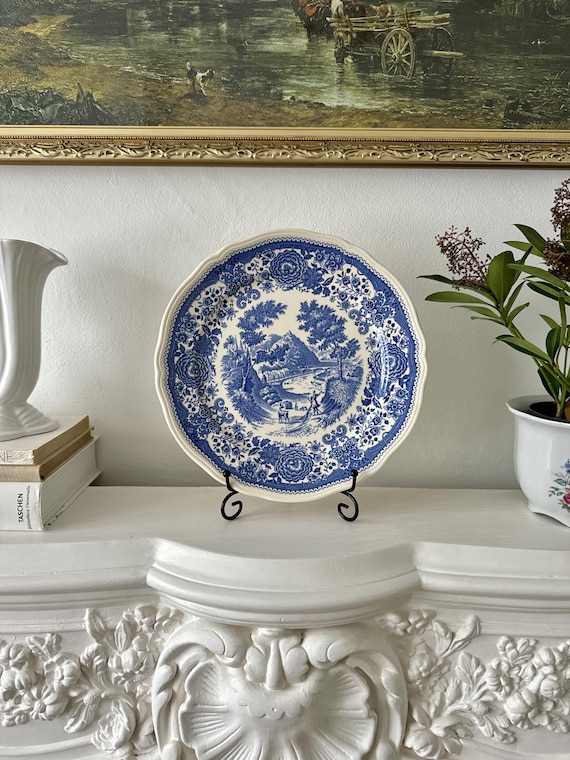 Antique Vintage Villeroy & Boch Burgenland Blue Dinner Plate 26 Cm