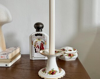 【希少】英国製 オールドカントリーローズ 燭台 キャンドルスタンド 英国製 キャンドルスタンド 燭台 シルバープレート