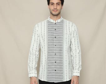 Camisa minimalista Koko para hombre, túnica de manga larga, camisa musulmana moderna para rezar