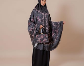 Vestido de oración "Resiliencia Palestina", mukena de seda de la firma, conjunto de hiyab islámico extragrande con bolsa