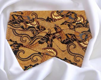 Cinturón obi batik marrón clásico para mujer con diseño étnico de raíz de garuda. Obi, cinturón tejido, cinturón étnico, obi tejido a mano, faja tejida.