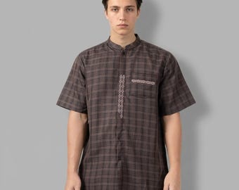 Camisa moderna de manga corta con cuello mandarín de la serie Fariel Itang Yunasz Koko