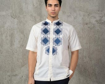 Barin serie Koko camisa Itang Yunasz bordado mandarín cuello hombres Tops