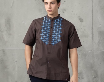 Camisa Koko de la serie Ghazel de Itang Yunasz, túnica moderna de algodón para hombre musulmán, manga corta.