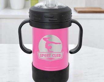 Custom Logo Sippy Cup, Laser Engraved Stainless Steel 10 oz Tumbler