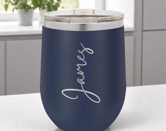 Custom Engraved Wine Tumbler, Bridesmaid Proposal Gift, 12oz Stainless Steel