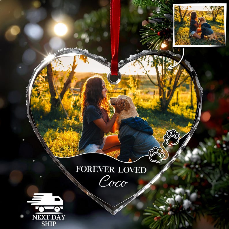 Personalized Dog Memorial Ornament, Dog Photo Ornament, Forever Loved Ornament, Cat Memorial Keepsake, Pet Owner Ornament, Pet Loss Gift image 6